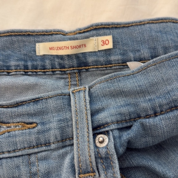 Blue Denim Mid Length Shorts - Picture 2 of 3